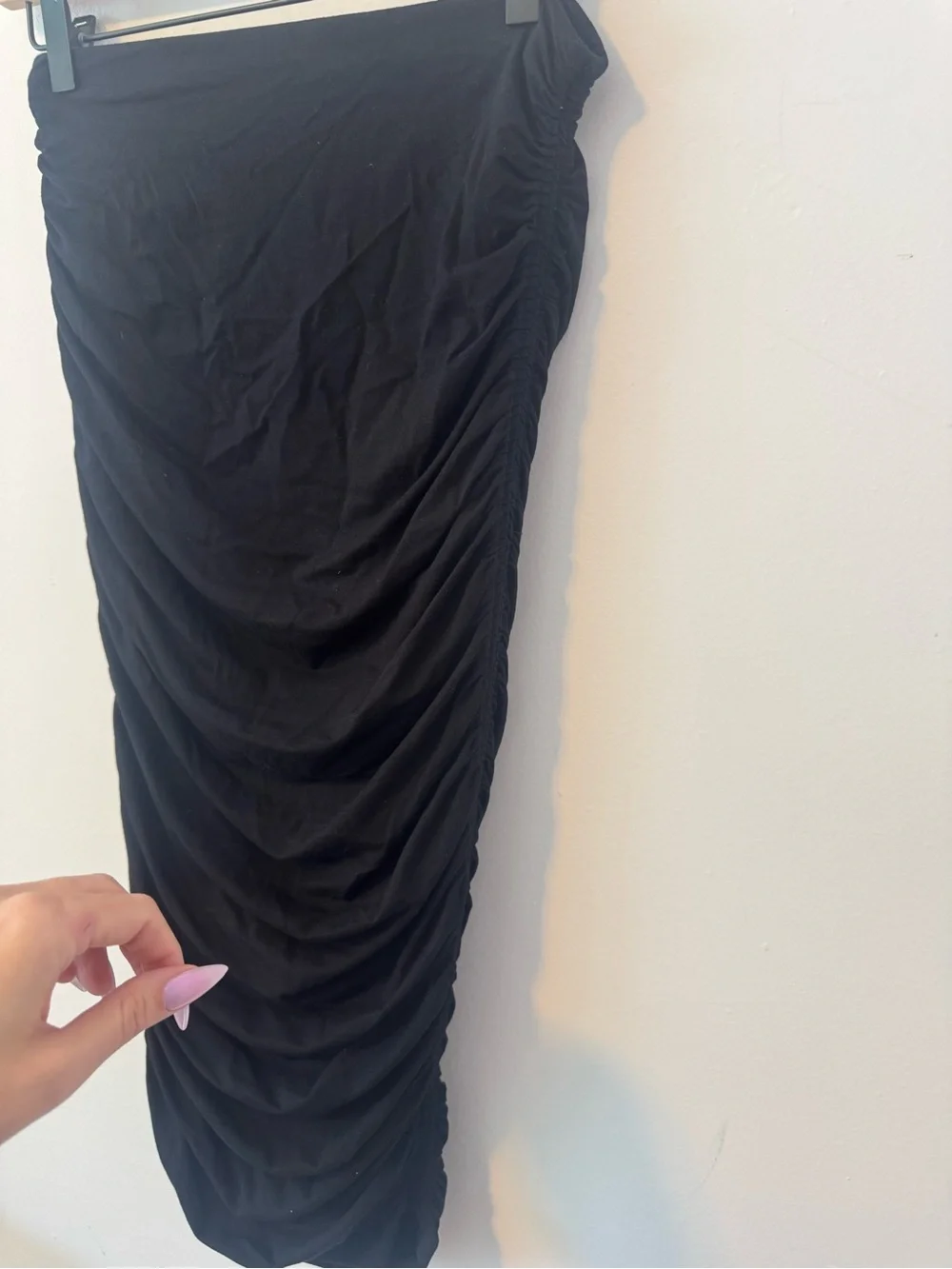 Hatch Maternity Black Ruched Midi Skirt Size 0 / XS